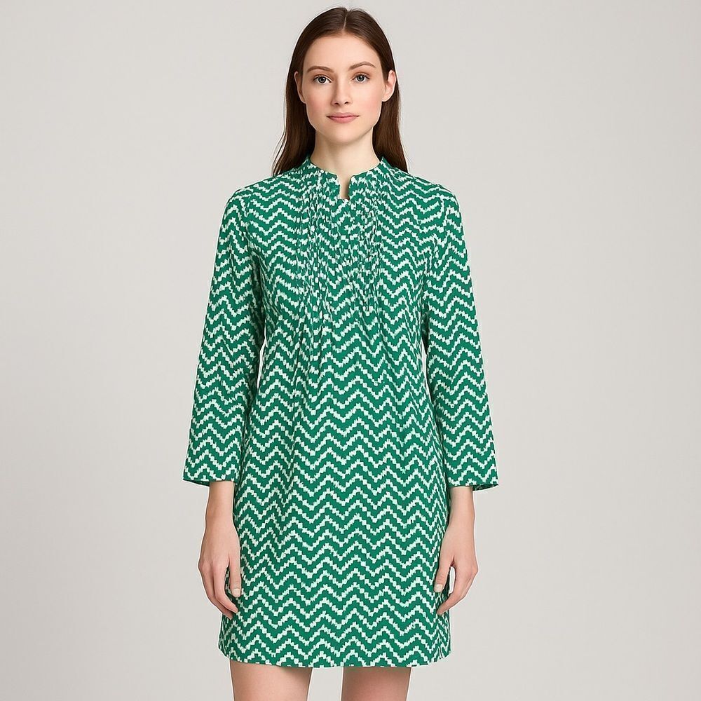 Gap Green White Blue print tunic Chevron dress